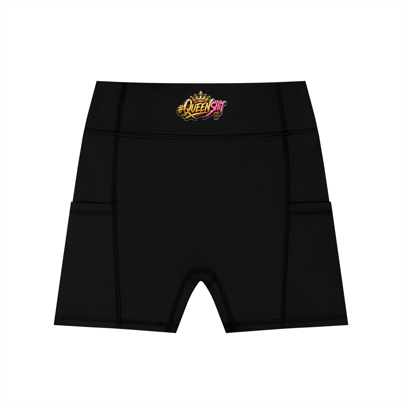 "QUEENS" Women's High-Waisted Pocket Biker Shorts