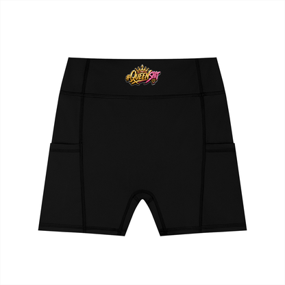 "QUEENS" Women's High-Waisted Pocket Biker Shorts