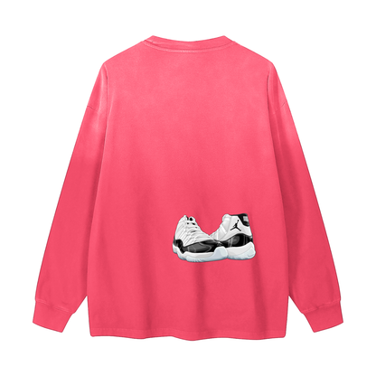 "Straight Gangster" Gradient Washed Long Sleeve T-Shirt