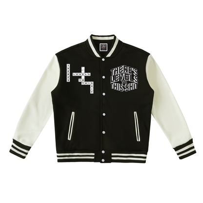 "LEVELS" Two-Tone Fleeced Varsity Jacket