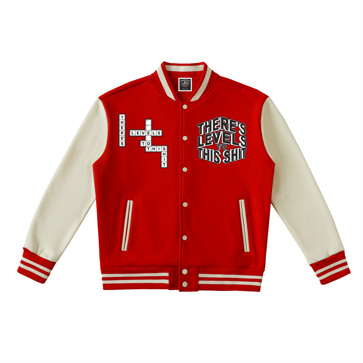 "LEVELS" Two-Tone Fleeced Varsity Jacket