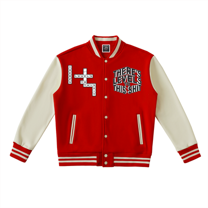 "LEVELS" Two-Tone Fleeced Varsity Jacket