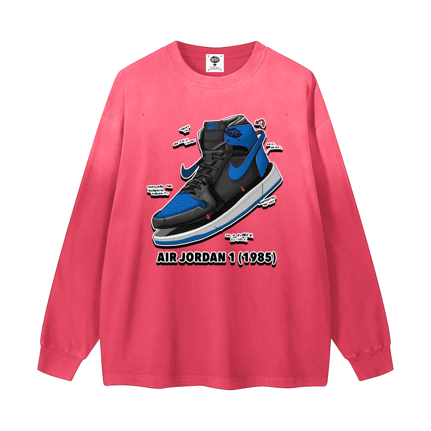 "AJ 1 Royal Blues Tek Pak" Gradient Washed Long Sleeve T-Shirt