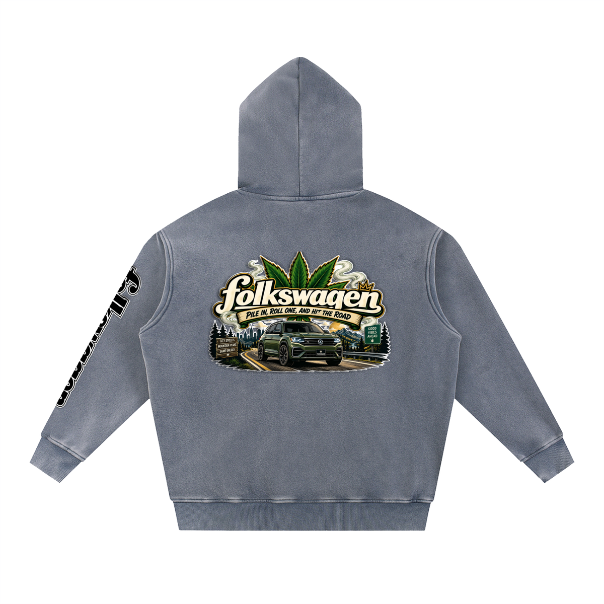"Road Trip" Snow Wash Fleece Oversize Hoodie