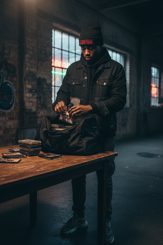 "Blood Rain" Embroidered Cuffed Beanie