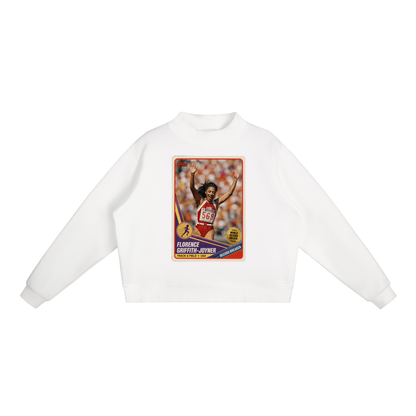 "Flow Jo" Fleece Mock-Neck Crew Sweatshirt