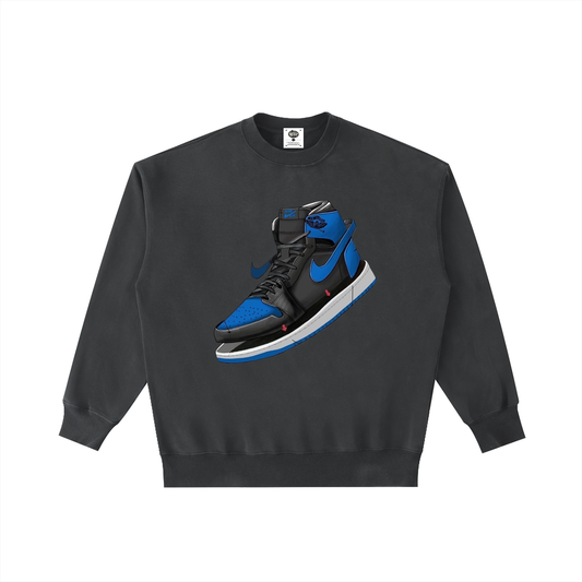 "AJ 1 Royal Blues" Vintage Washed Heavyweight Crewneck Sweatshirt