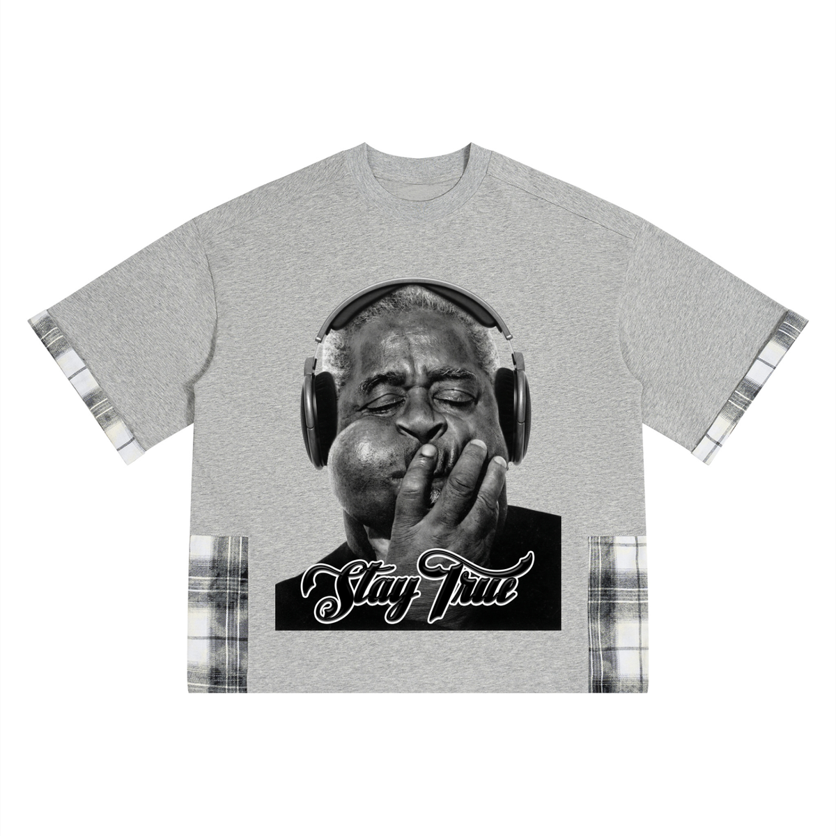 "Dizzy Dope" " Plaid Paneled T-Shirt
