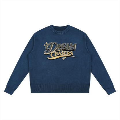 "DREAM CHASERS" Mineral Wash Oversized Sweater