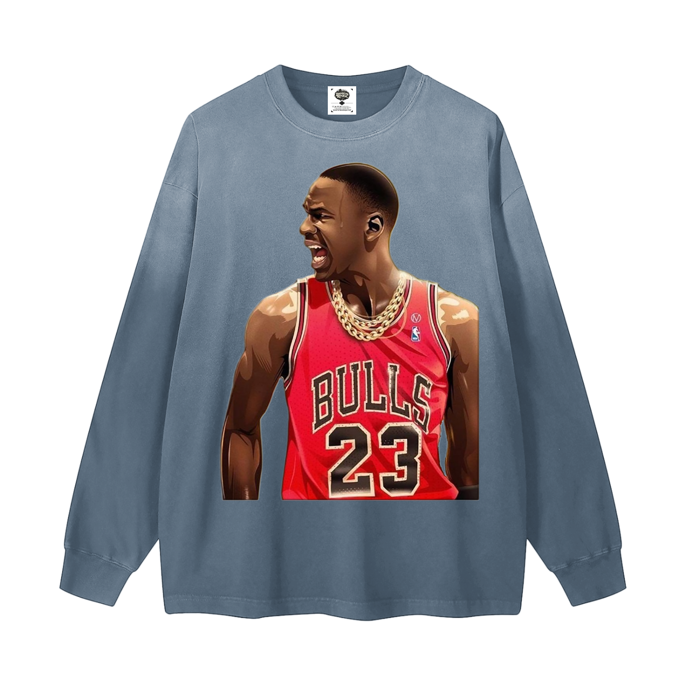 "Straight Gangster" Gradient Washed Long Sleeve T-Shirt