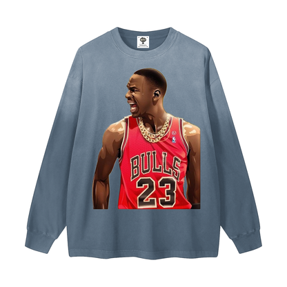 "Straight Gangster" Gradient Washed Long Sleeve T-Shirt