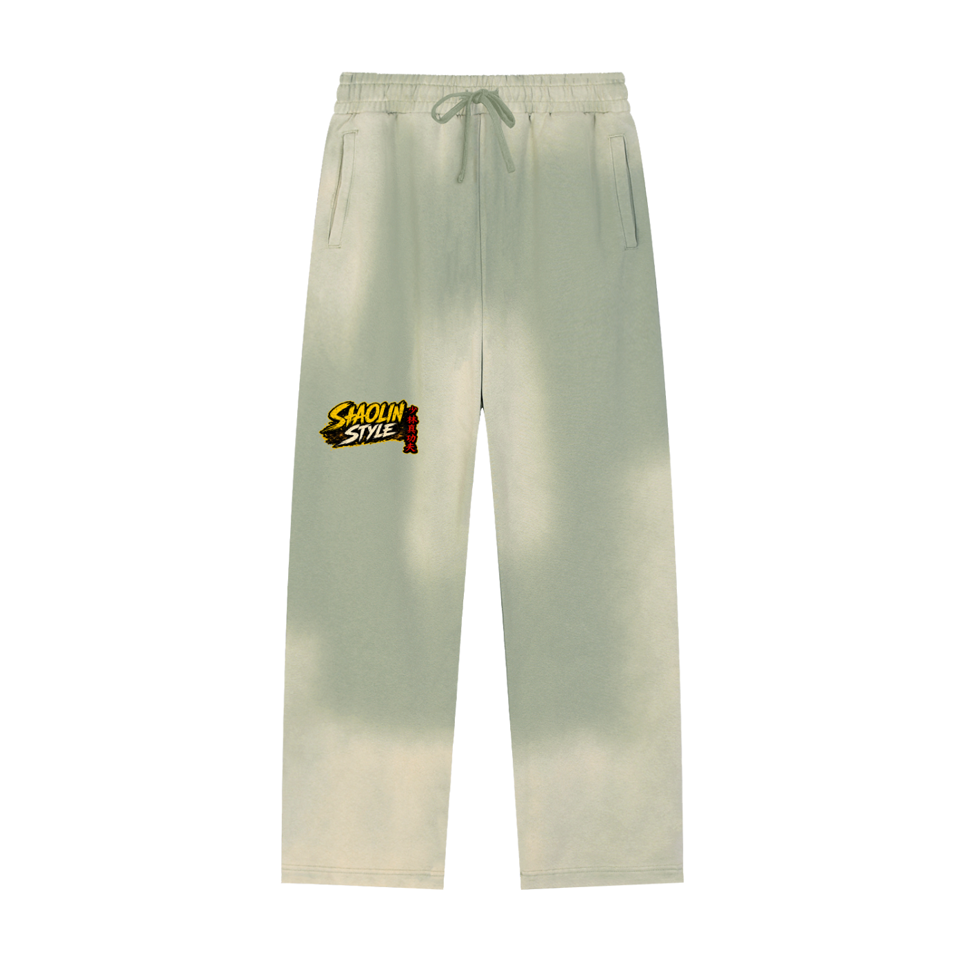 PYN™x BKRP™ "Shaolin Style" Sun Fade Raw Edge Straight-Leg Sweatpants