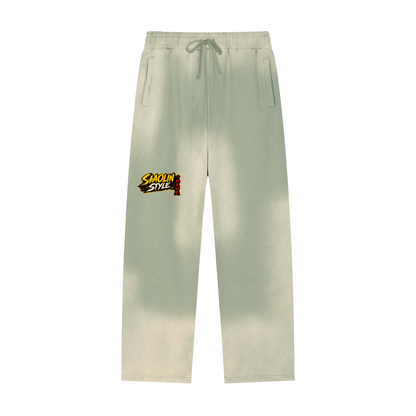 PYN™ "Shaolin Style" Sun Fade Raw Edge Straight-Leg Sweatpants