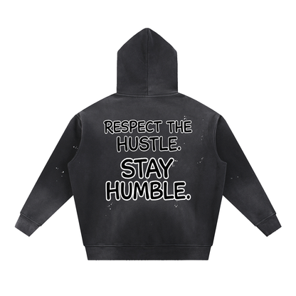 "STAY TRUE™ " Vintage Washed Frayed Fleece Hoodie