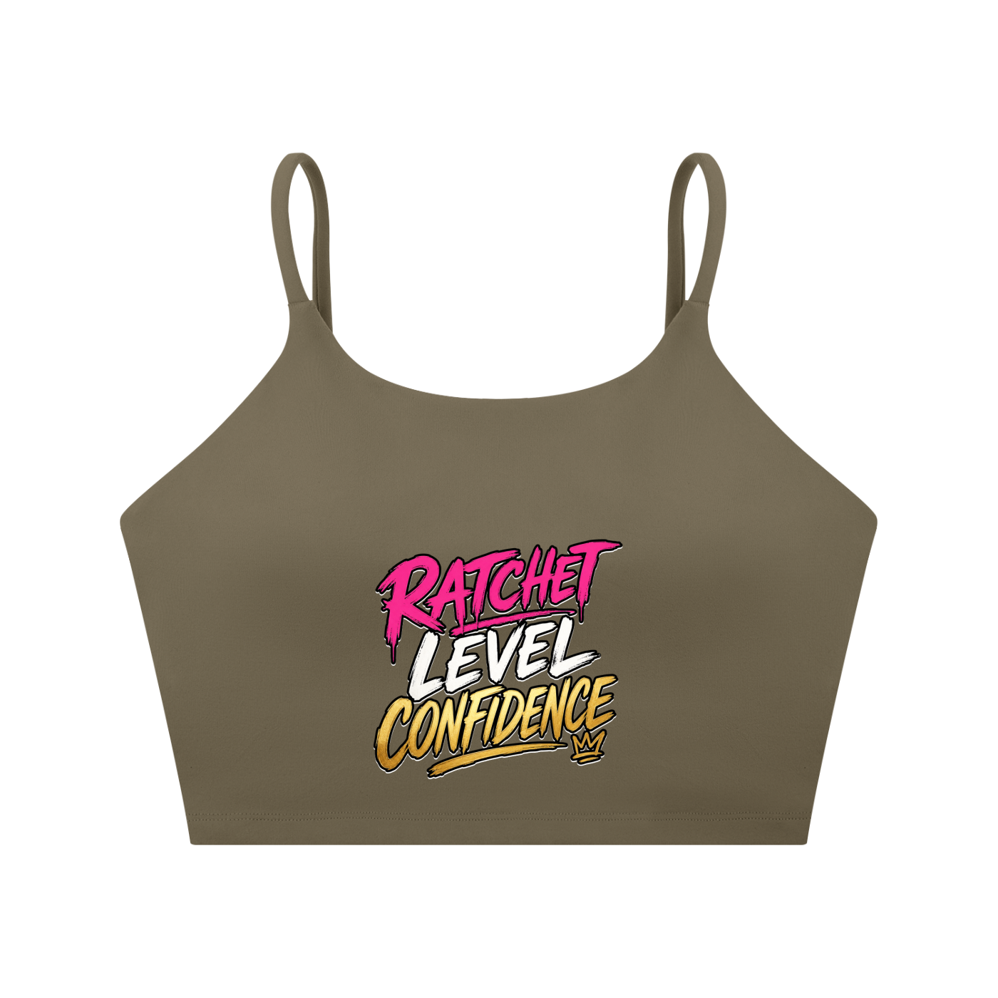 "Ratchet Level Confidence" Spaghetti Strap Yoga Sports Bra