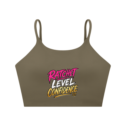 "Ratchet Level Confidence" Spaghetti Strap Yoga Sports Bra