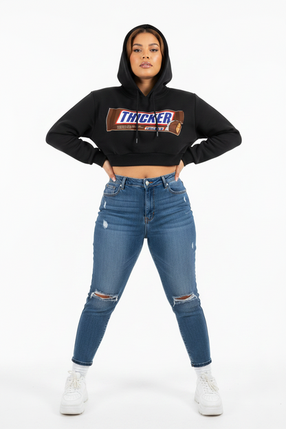 Taya Marie™ "Thicker Than A Snicker" Cropped Hoodie