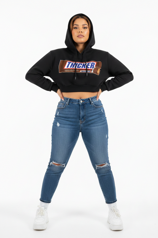 Taya Marie™ "Thicker Than A Snicker" Cropped Hoodie