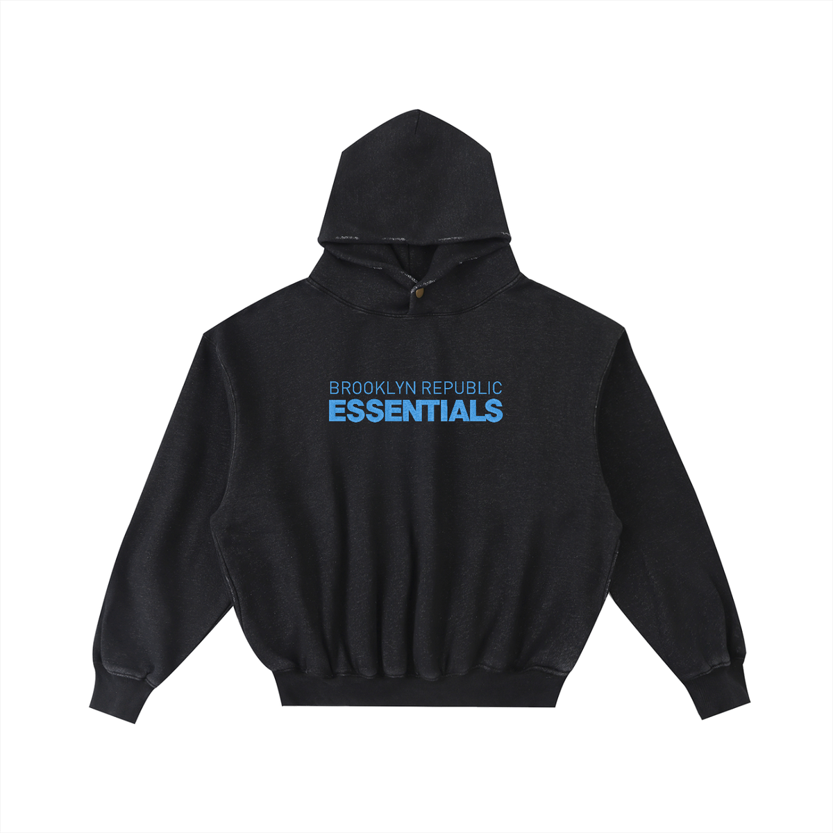 Brooklyn Republic Essentials™ Embroidered Frayed Enzyme Washed Fleece Hoodie