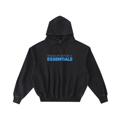 Brooklyn Republic Essentials™ Embroidered Frayed Enzyme Washed Fleece Hoodie