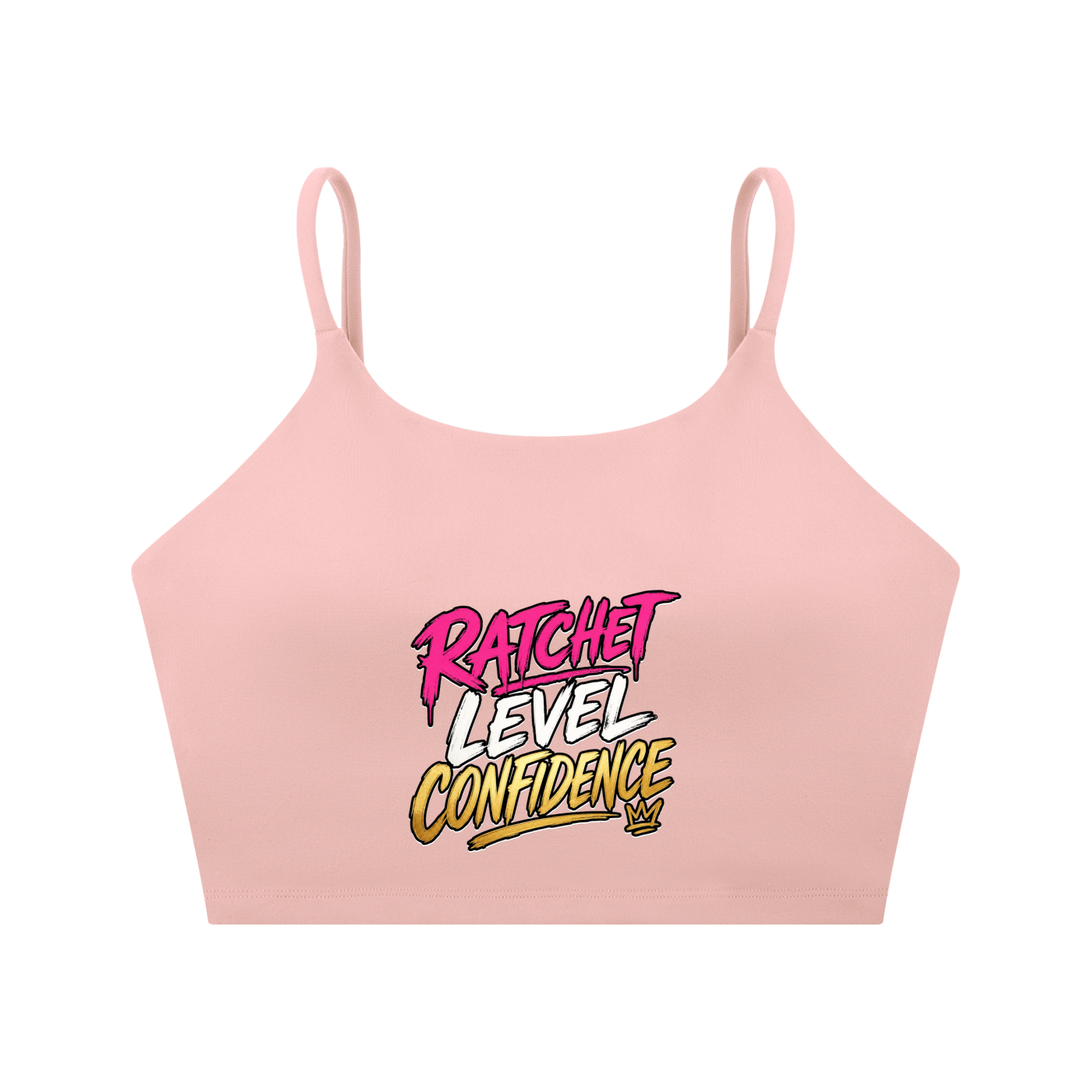 "Ratchet Level Confidence" Spaghetti Strap Yoga Sports Bra