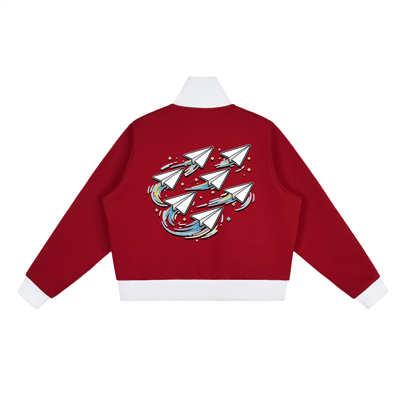 "DREAM CHASERS" Contrast Side Stripe Fleece Cropped Track Jacket