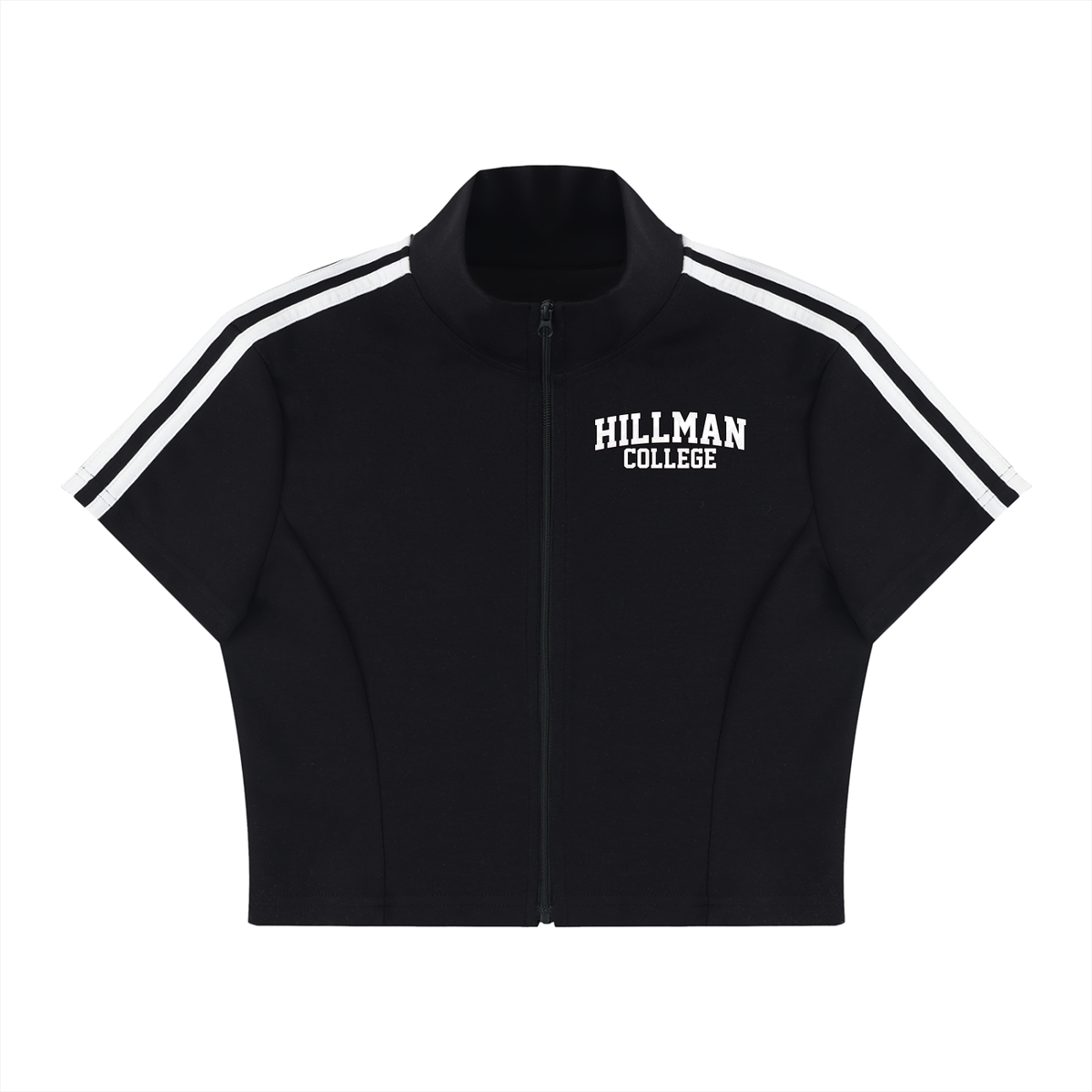 Hillman College "Gilbert Hall" Women's Cropped Full Zip Short Sleeve T-Shirt