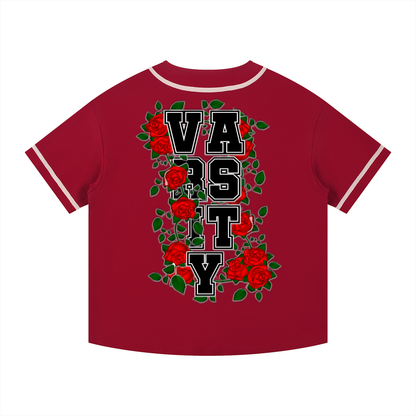 "Varsity" Contrast Piped Button-Up Jersey