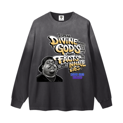 "Divine Theories" Gradient Washed Long Sleeve T-Shirt