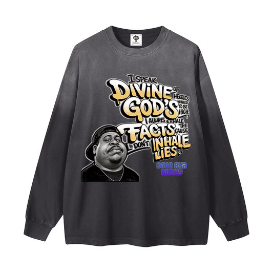 "Divine Theories" Gradient Washed Long Sleeve T-Shirt