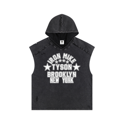 "Iron Mike" Snow Washed Boxy Hooded Tank Top