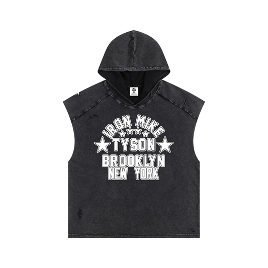 "Iron Mike" Snow Washed Boxy Hooded Tank Top