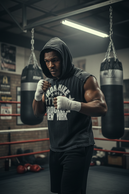 "Iron Mike" Snow Washed Boxy Hooded Tank Top
