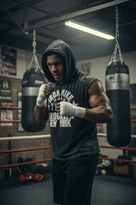 "Iron Mike" Snow Washed Boxy Hooded Tank Top