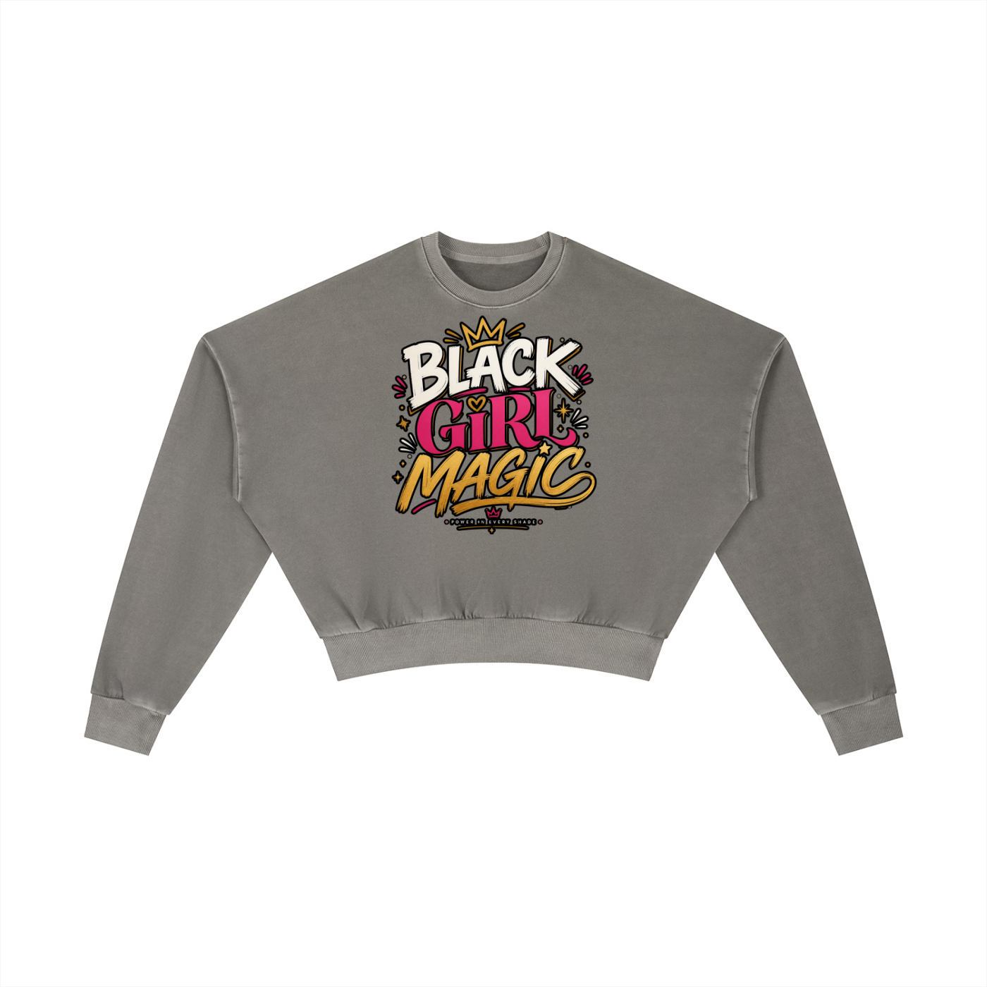 "Black Girl Magic" Vintage Washed Cropped Sweatshirt