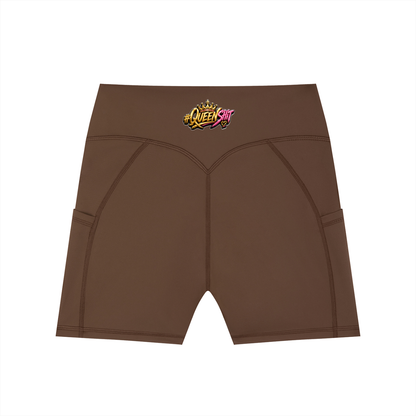 "QUEENS" Women's High-Waisted Pocket Biker Shorts