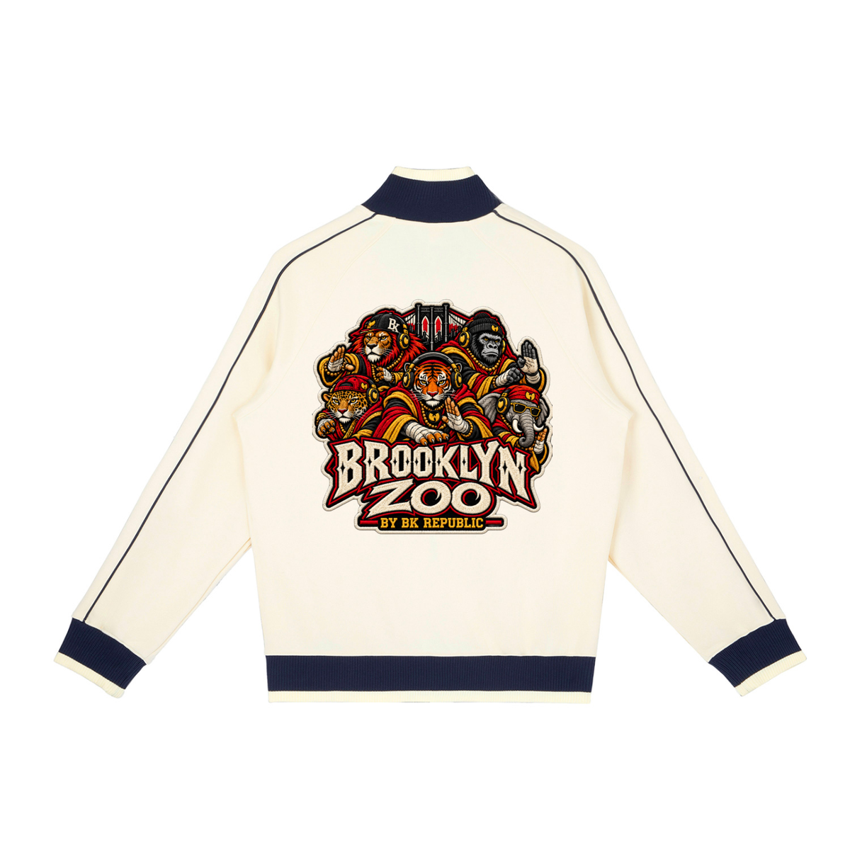 Brooklyn Zoo™ "Bruh Rabbit Stew" Color Block Raglan Sleeve Zip Track Jacket
