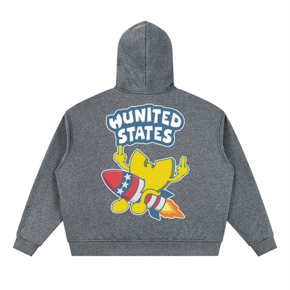 PYN™ "WUSA" Unisex Sparkles Full Zip Boxy Hoodie