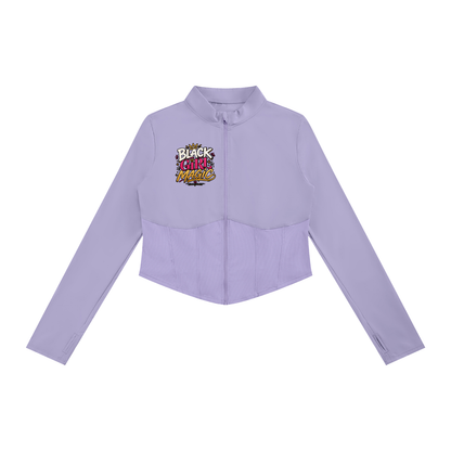 "Black Girl Magic" Women's Slim Fit Full-Zip Yoga Jacket
