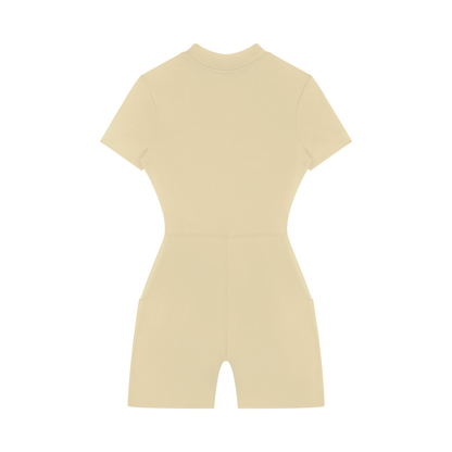 "Brooklyn Republic Essentials" Women's Quarter-Zip Short Sleeve Romper