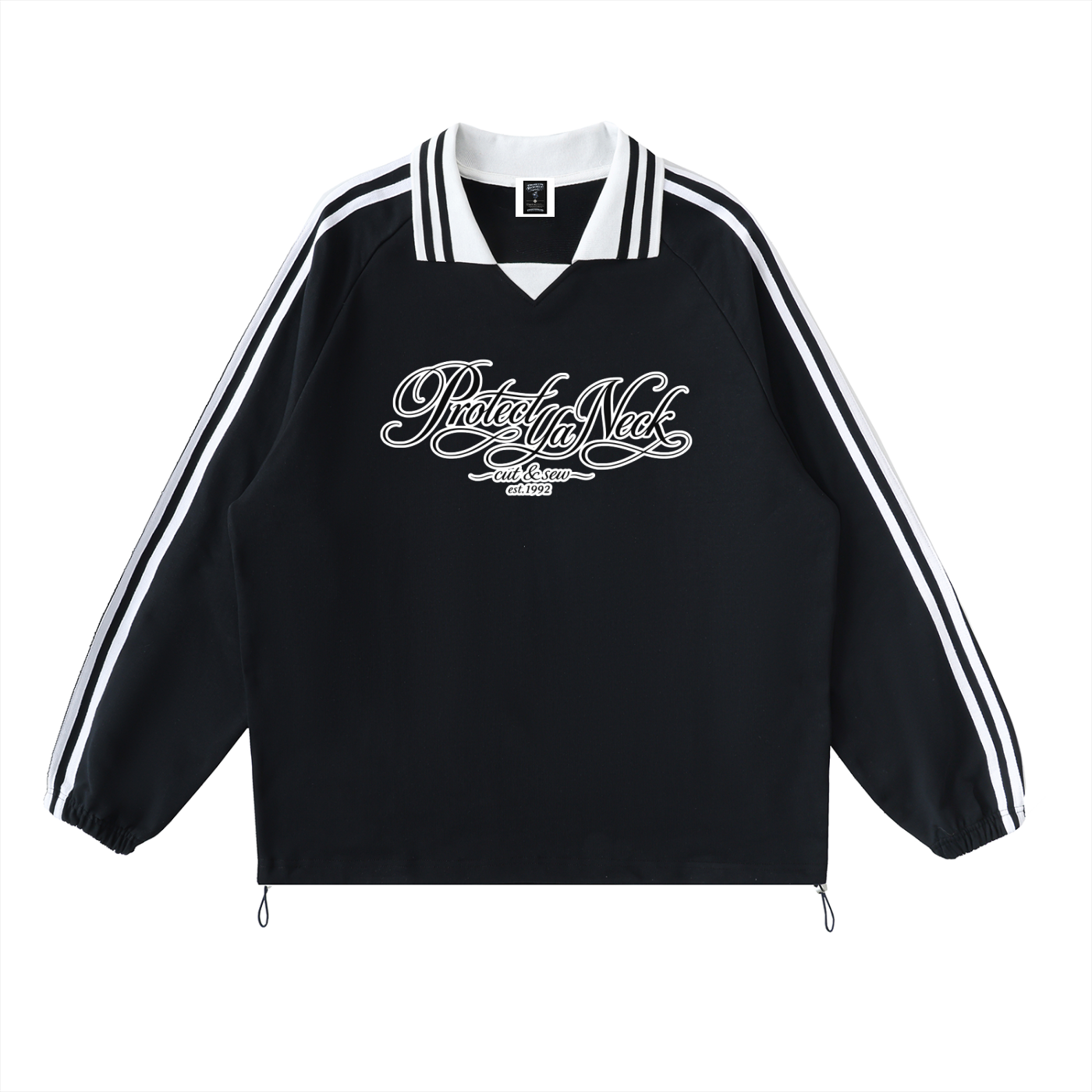 PYN™ x BKRP™ "Cut & Sew" Contrast Striped Lapel Collar Sweatshirt