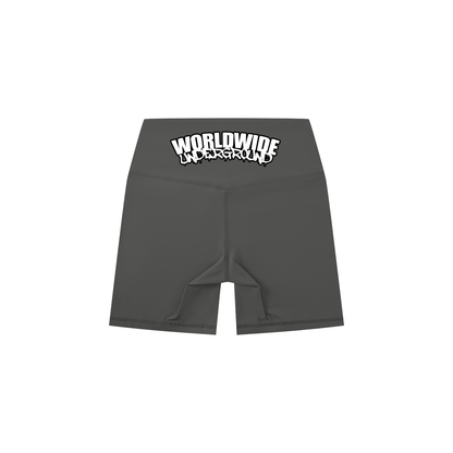 “Worldwide Underground” High-Waisted Biker Shorts