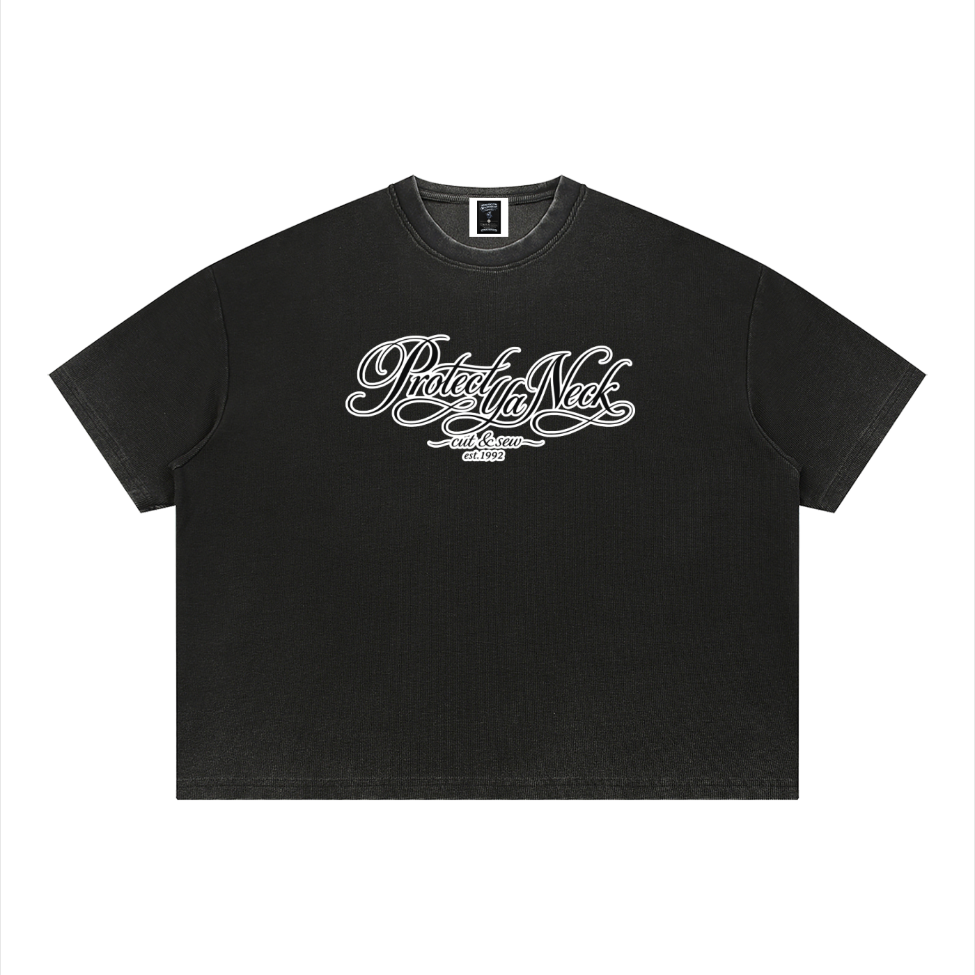 PYN™ x BKRP™ "Cut & Sew" Vintage Wash Sunfade Boxy Waffle T-Shirt