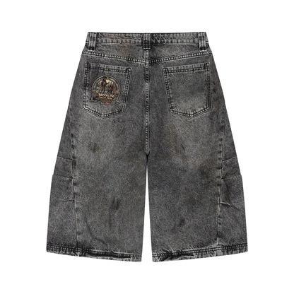 BPS™ "Deranged" Men’s Vintage Wash Denim Long Shorts