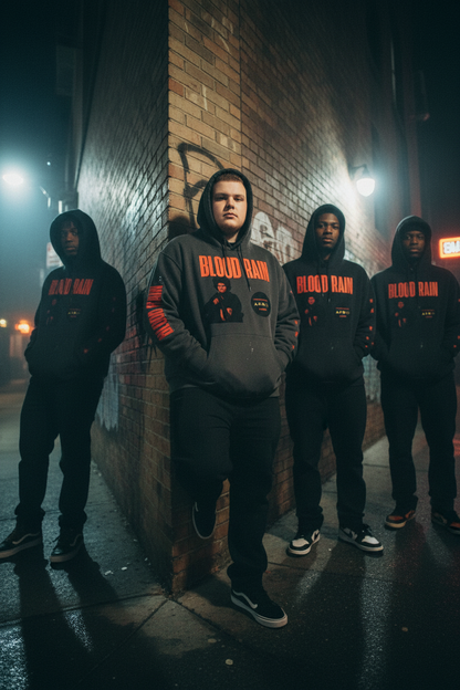 "Blood Rain" Vintage Washed Frayed Fleece Hoodie