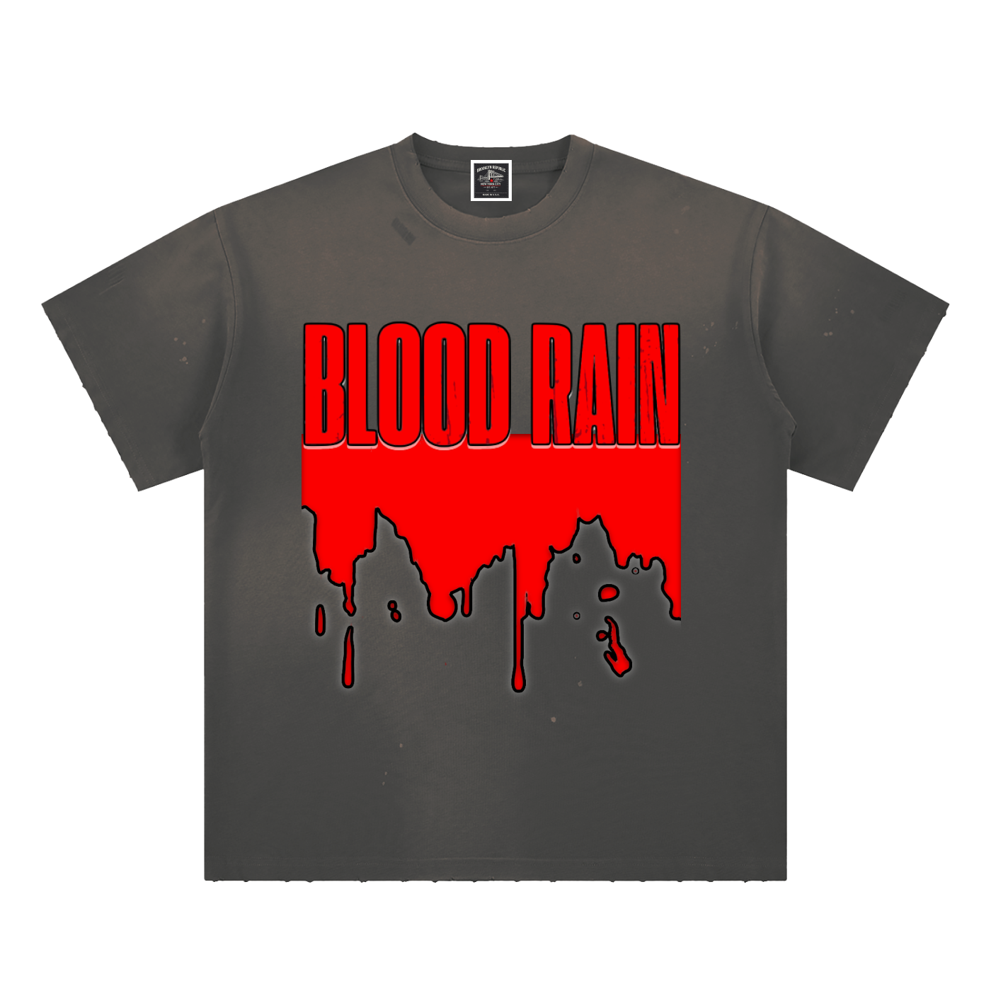 "Blood Rain" Hand-Frayed Sunfade Paint Splatter T-Shirt