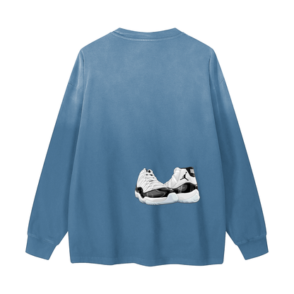 "Straight Gangster" Gradient Washed Long Sleeve T-Shirt