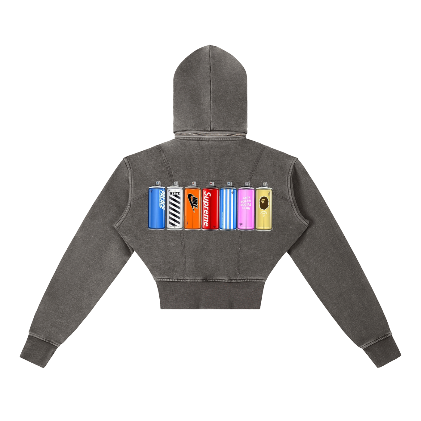 "Taggin' " Vintage Washed Cropped Fleece Hoodie