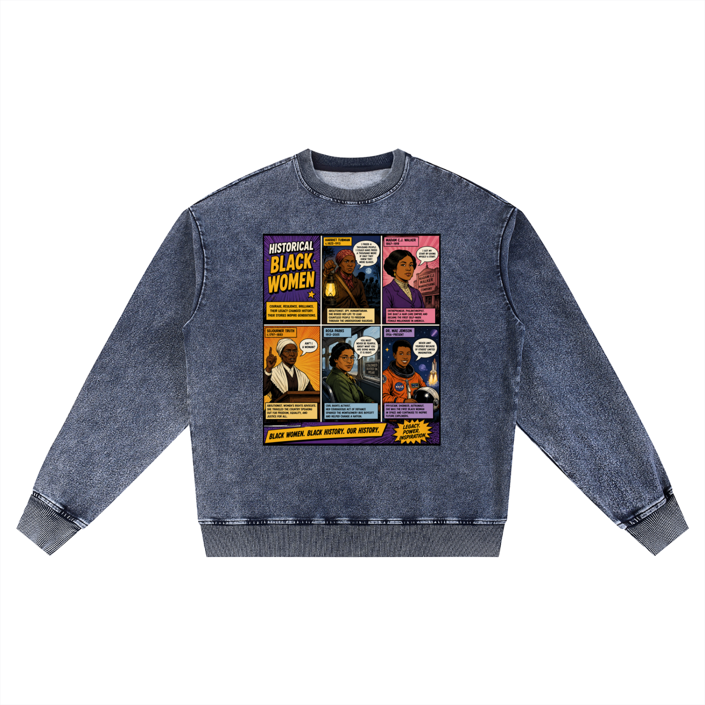 "Queens Vol.2" Women's Snow Wash Oversized Crewneck Sweatshirt