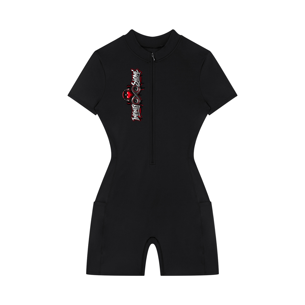 Infinity Sione™ "Heartbeatz" Women's Quarter-Zip Short Sleeve Romper